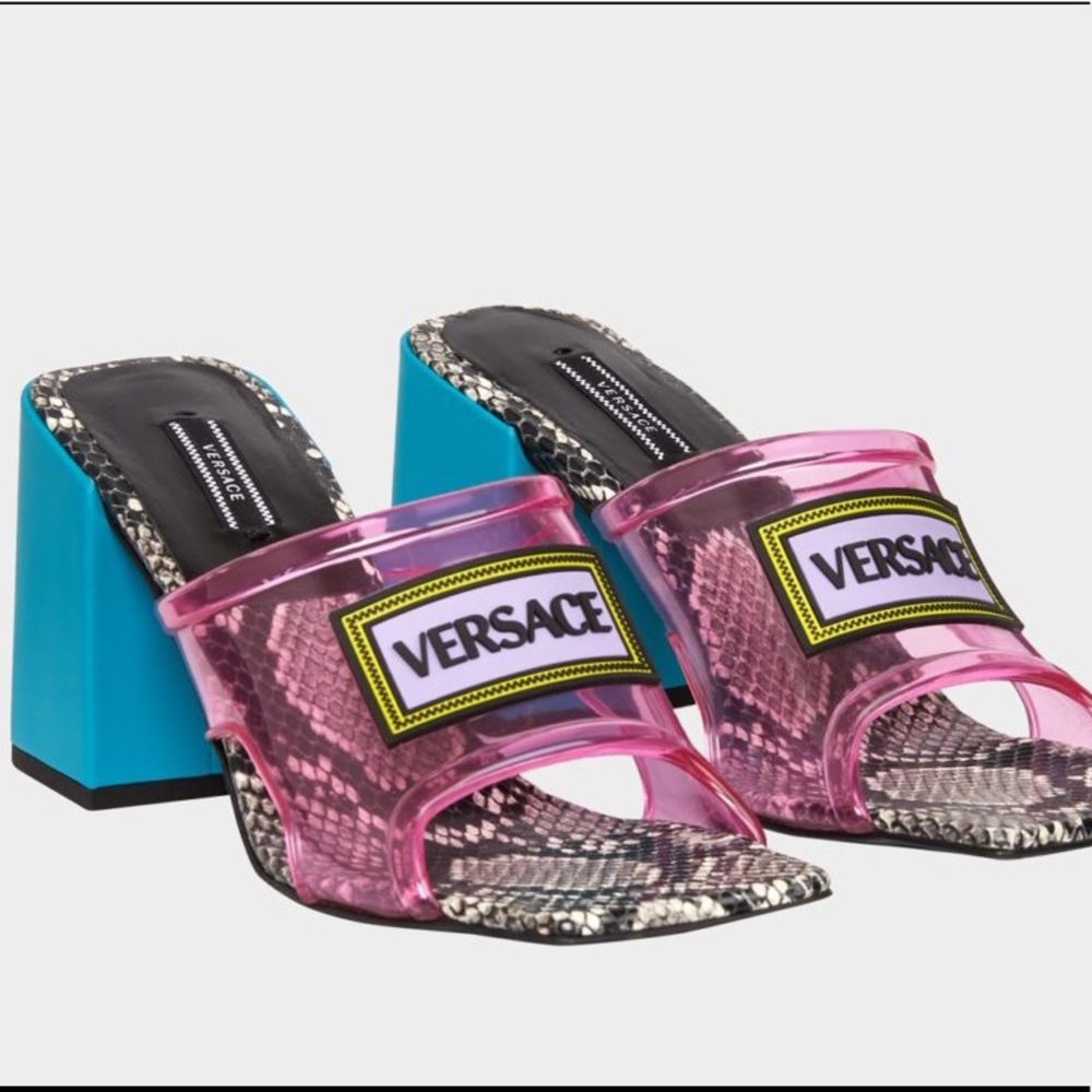 Versace pink transparent mule